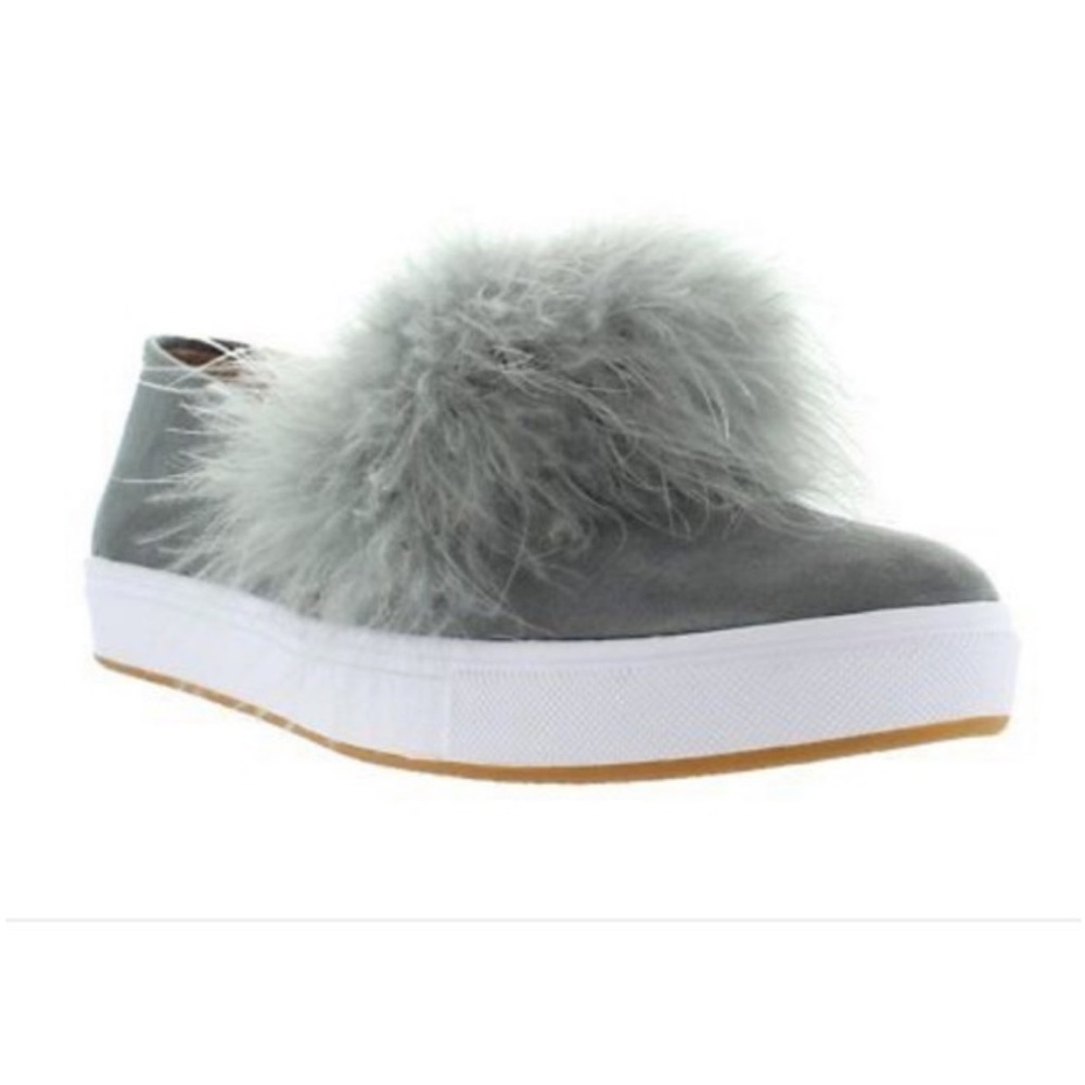 Steve Madden Emily Gray Fluffy Slip-On Sneakers